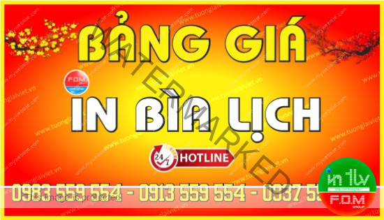 Bảng giá Bìa Lịch Gắn Bloc 2026