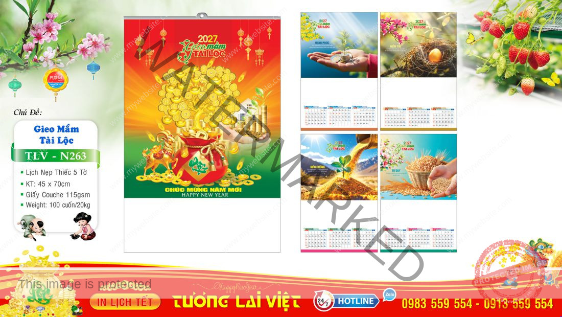 Lịch 5 tờ Lộc xuân