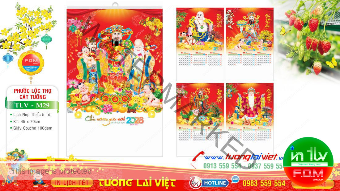 Lịch 5 tờ Phúc lộc thọ