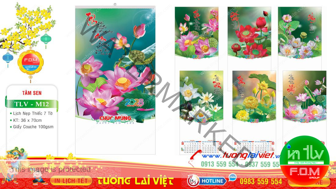 Lịch 7 tờ Hoa sen