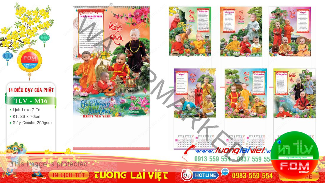 Lịch Lò Xo 7 Tờ Lời Phật Dạy