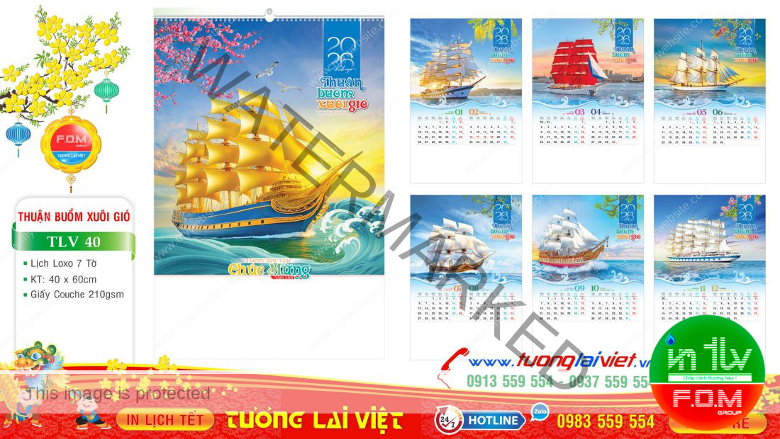 Lịch Lò Xo 7 Tờ Thuận Buồn Xuôi Gió