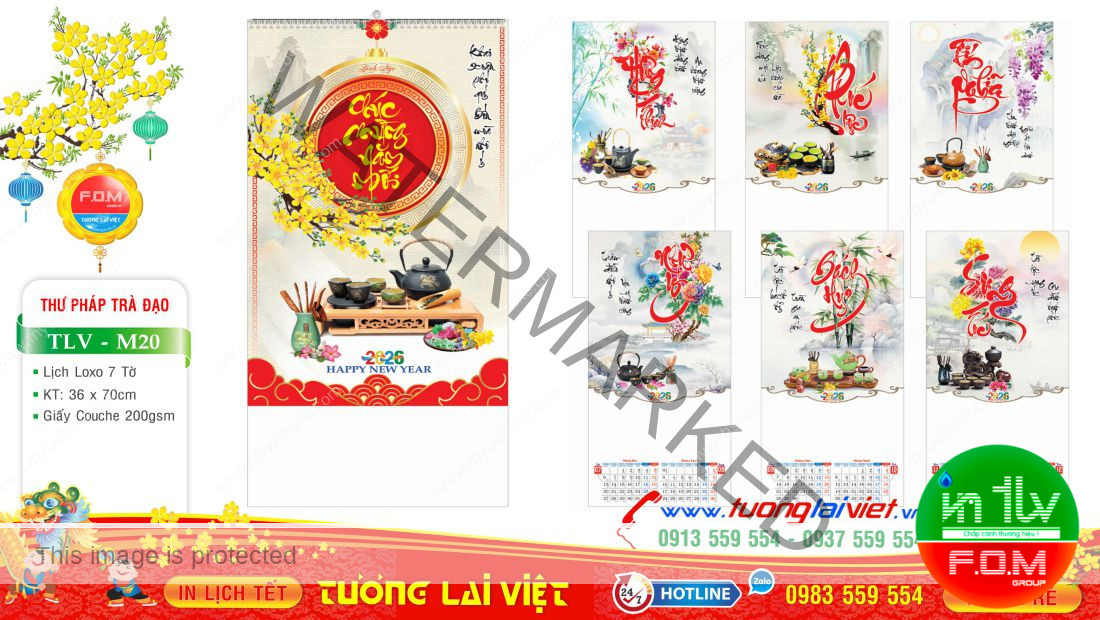 Lịch Lò Xo 7 Tờ Trà Đạo