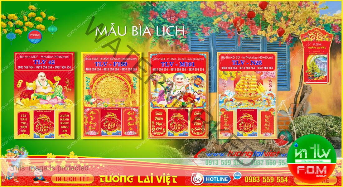 Mẫu Bìa Lịch Treo Tường gắn Bloc