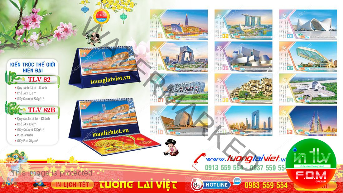 Mẫu Lịch Bàn 13 Tờ Kiến Trúc Thế Giới