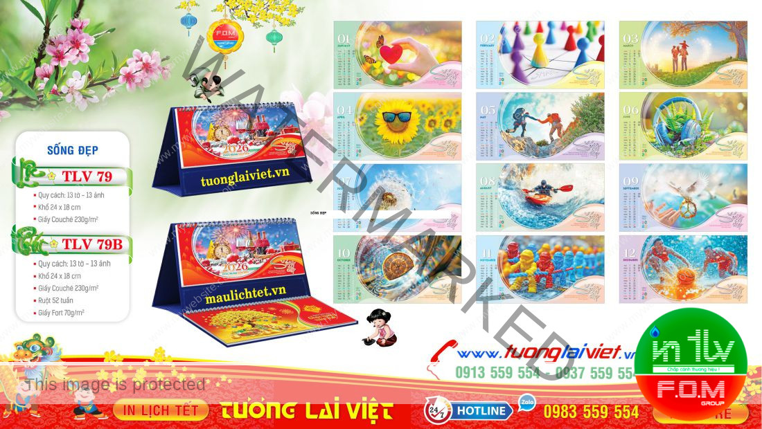 Mẫu Lịch Bàn 13 Tờ Sống Đẹp