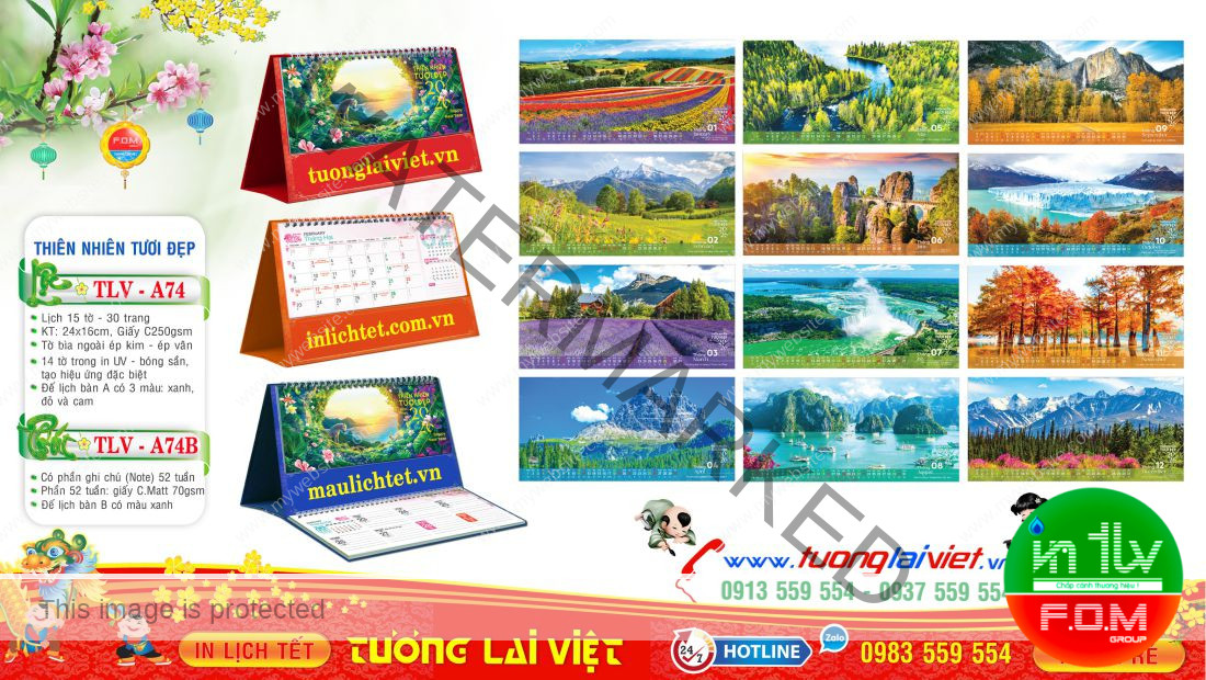 Mẫu Lịch Bàn 15 Tờ Thiên Nhiên Tươi Đẹp