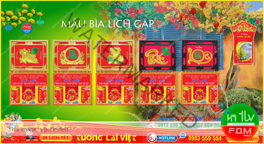 Mẫu Lịch Tết Khung Gập